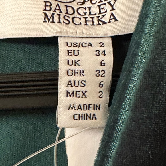 NWT Belle Badgley Mischka Harmony V-Neck Velvet Mini Dress - Picture 5 of 5